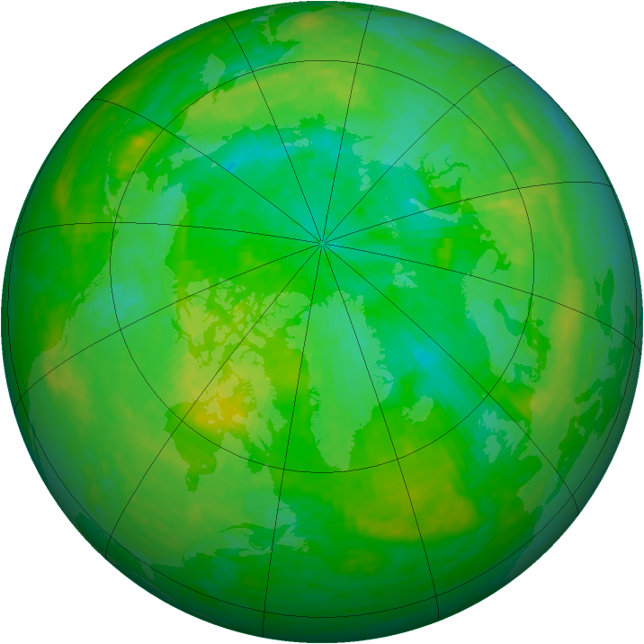 Arctic ozone map for 25 July 1990